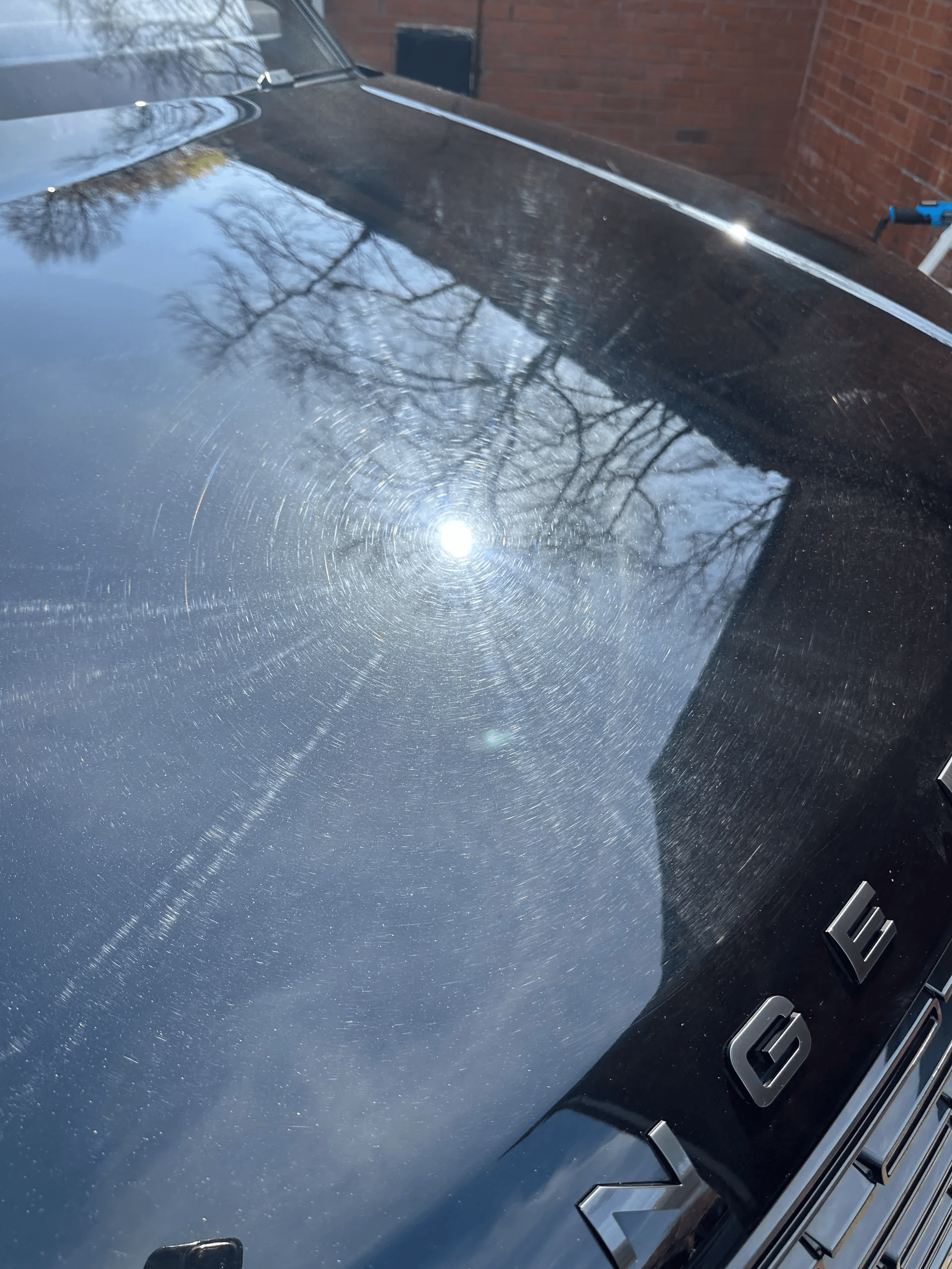 Before paint correction, swirls and oxidation