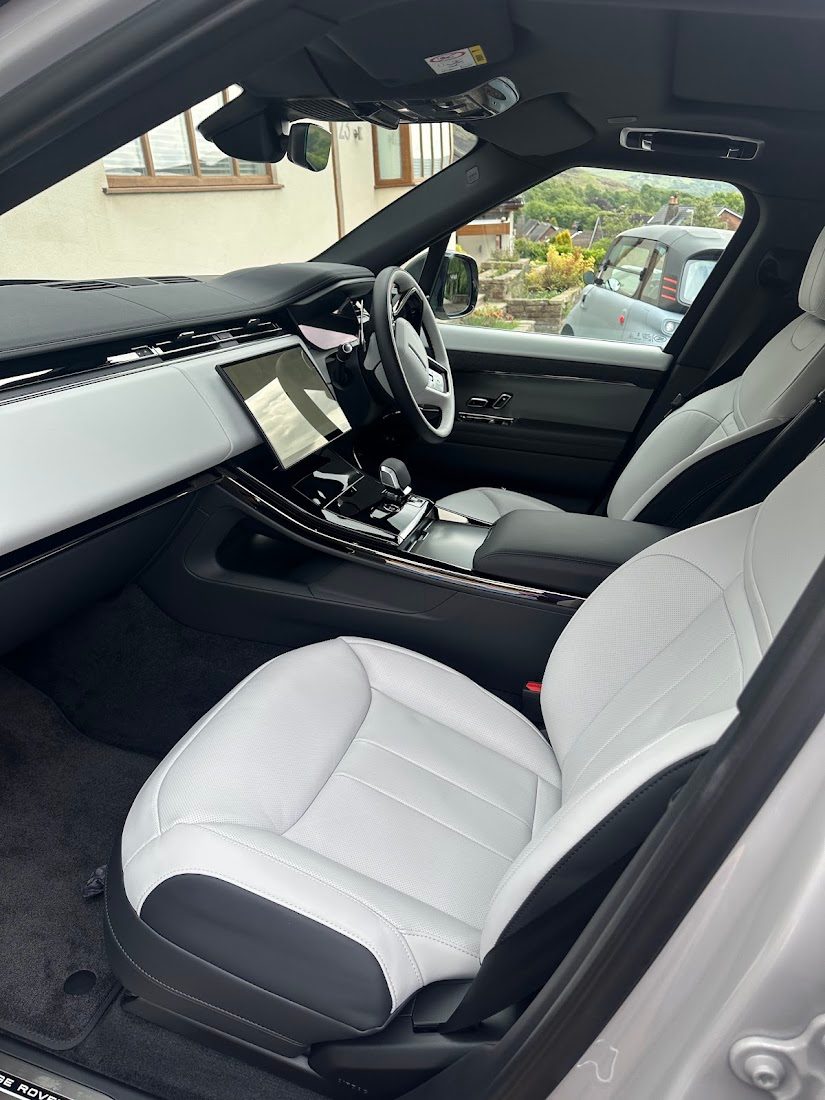 White leather interior of a Range Rover Sport after a Deep Clean in Oldham